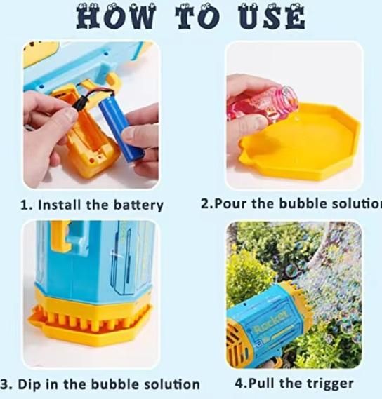 Bubble Gun Machine Kids Automatic Soap Based Bubble Blower